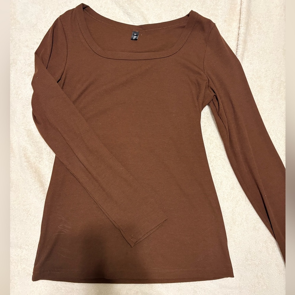 Amazon Chocolate Brown Long Sleeve Women's Top